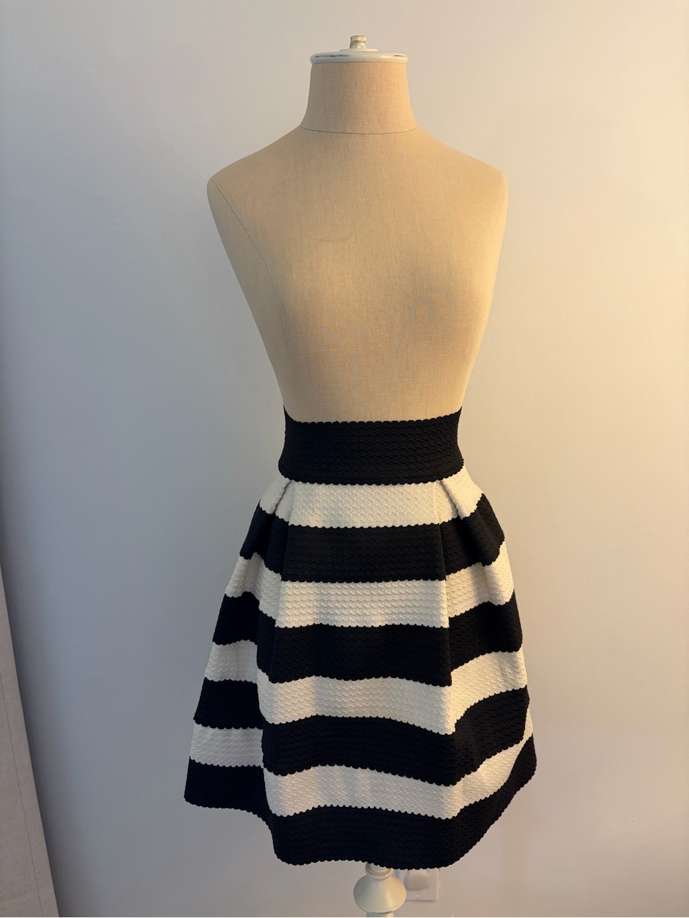 HYPR - Striped Black and White A-Line Skirt - M/L